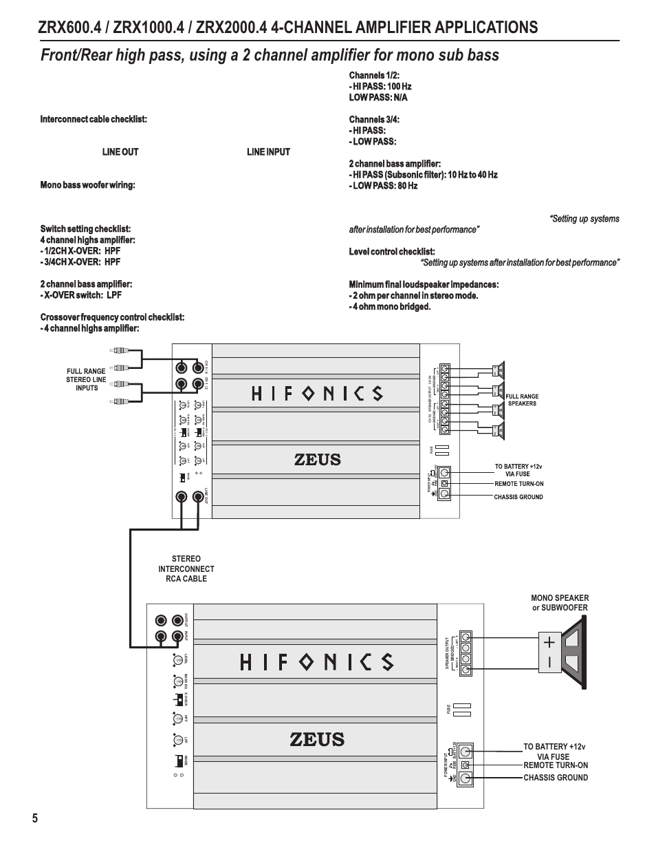 Zeus, Stereo interconnect rca cable | Hifionics ZRX1000.4 User Manual | Page 7 / 14