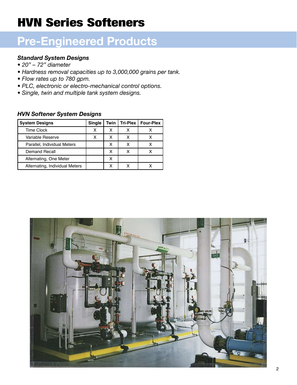 Pre-engineered products, Hvn series softeners | Hellenbrand HVN Series User Manual | Page 2 / 4