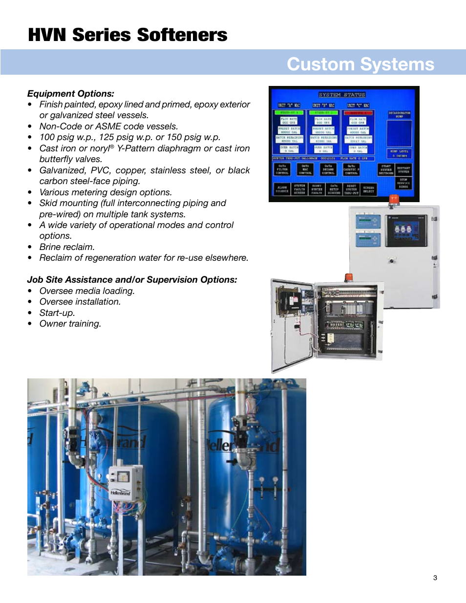 Hvn series softeners custom systems | Hellenbrand HVN Series User Manual | Page 3 / 4