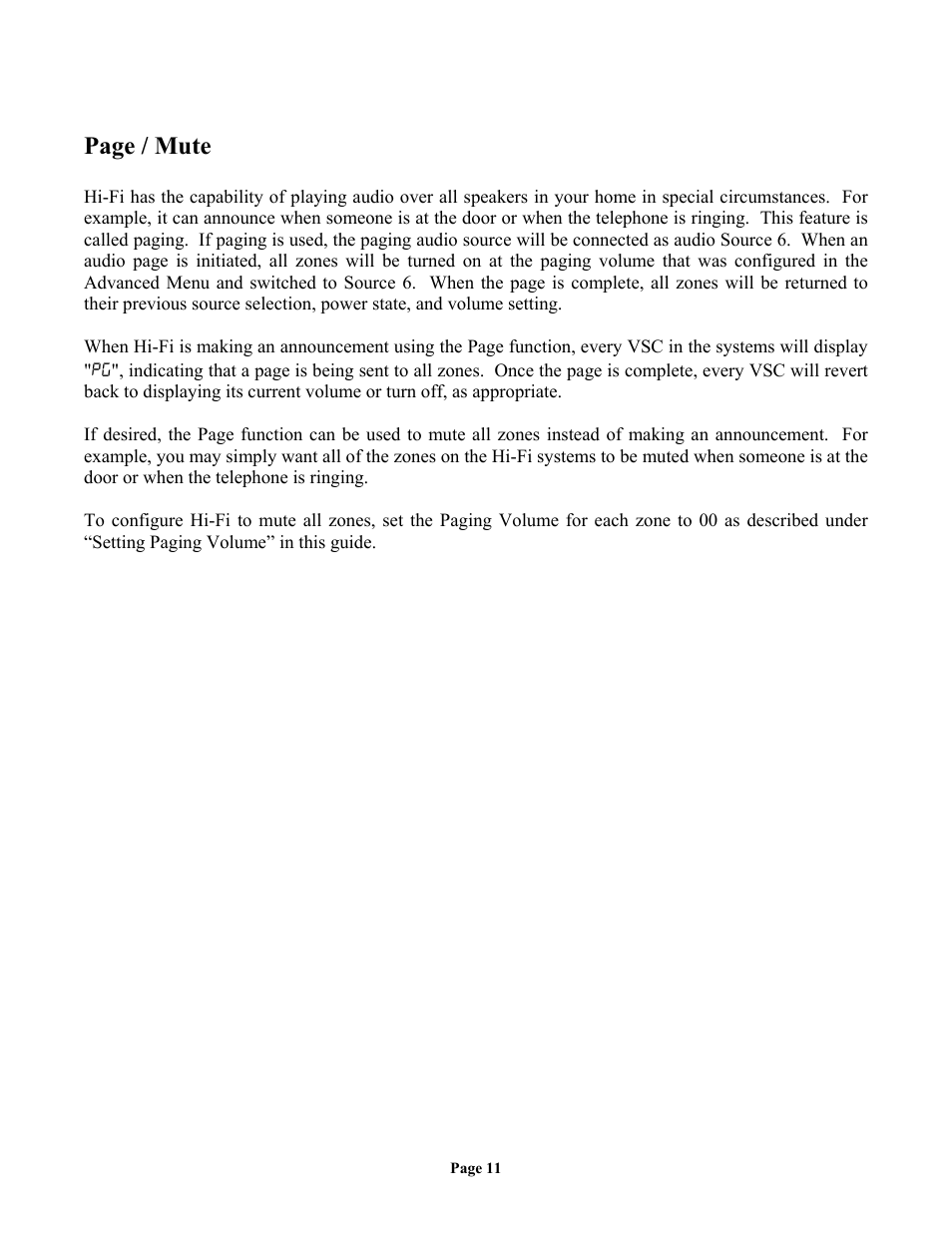 Page / mute | Home Automation Digital Whole Home Audio Distribution System User Manual | Page 15 / 16