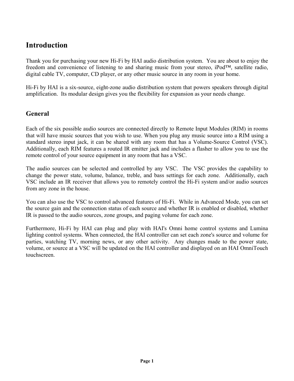 Introduction | Home Automation Digital Whole Home Audio Distribution System User Manual | Page 5 / 16