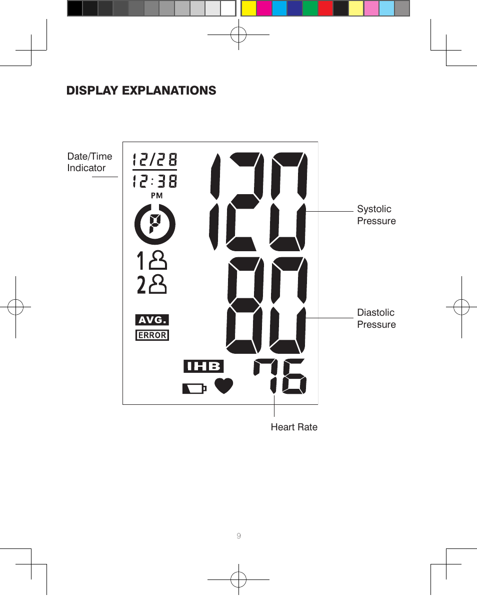 Display explanations | HoMedics Automatic Blood Pressure Monitor BPA-110 User Manual | Page 10 / 60