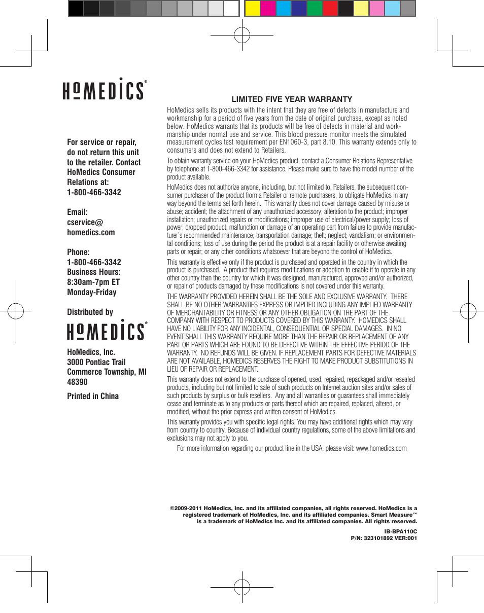 HoMedics Automatic Blood Pressure Monitor BPA-110 User Manual | Page 30 / 60