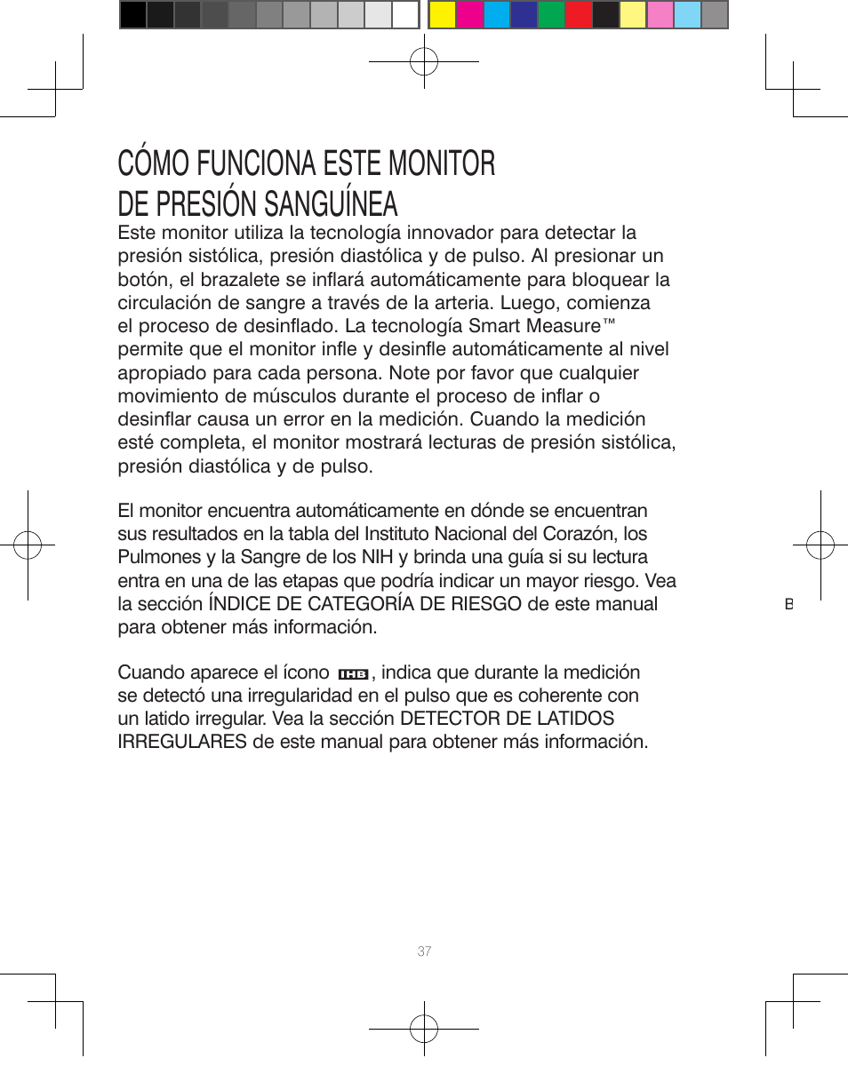 Cómo funciona este monitor de presión sanguínea | HoMedics Automatic Blood Pressure Monitor BPA-110 User Manual | Page 38 / 60