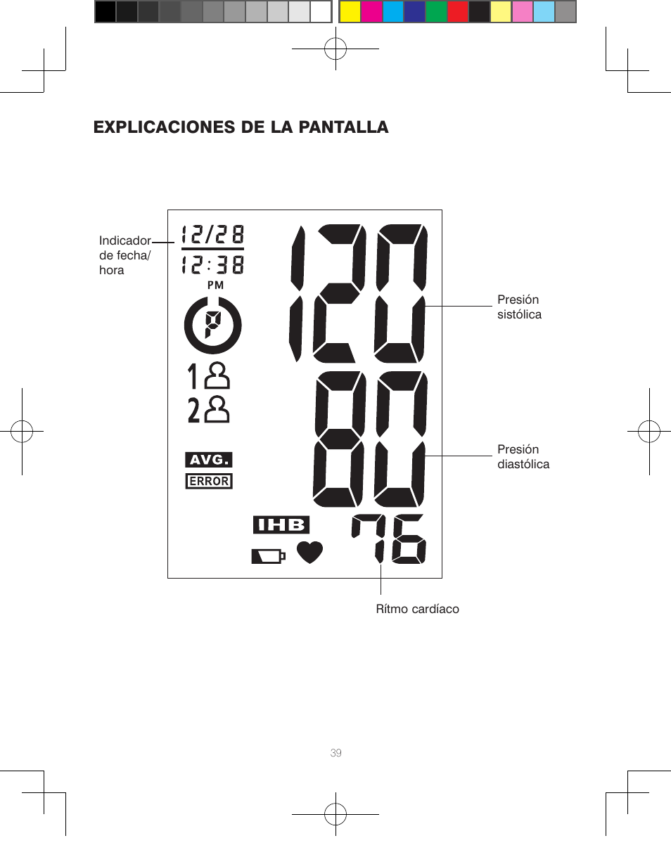 Explicaciones de la pantalla | HoMedics Automatic Blood Pressure Monitor BPA-110 User Manual | Page 40 / 60