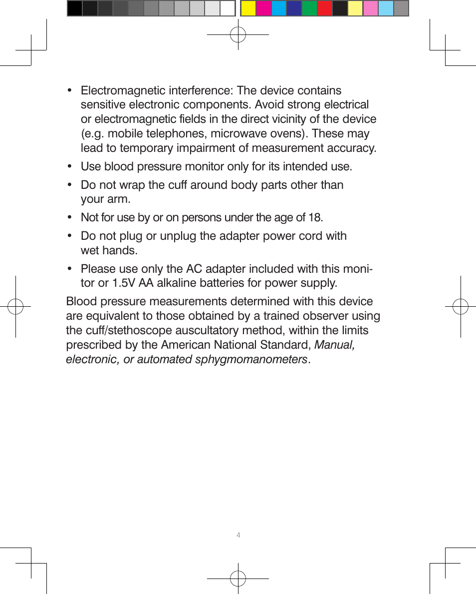 HoMedics Automatic Blood Pressure Monitor BPA-110 User Manual | Page 5 / 60