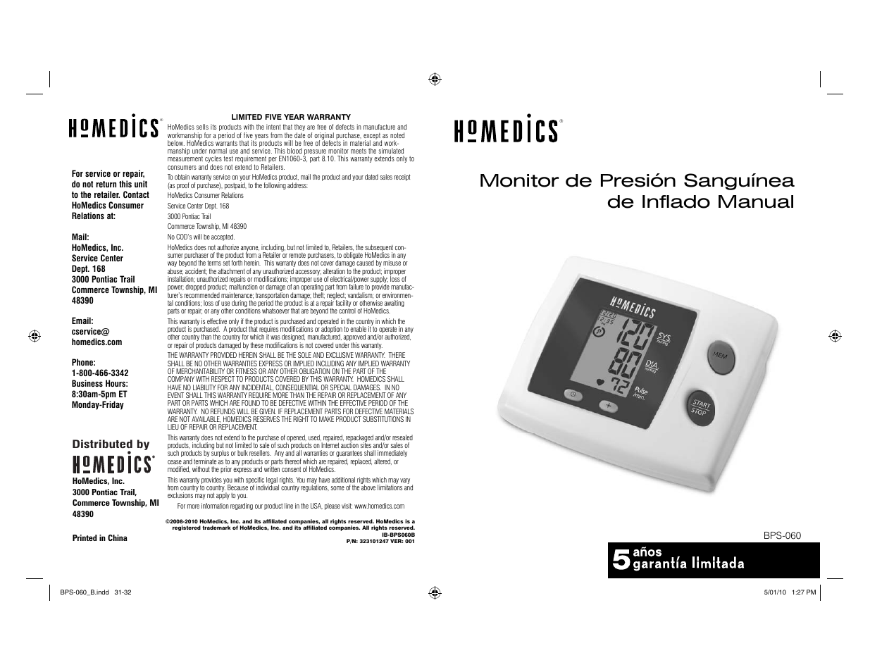 Monitor de presión sanguínea de inflado manual | HoMedics Manual Inflate Blood Pressure Monitor SPS-060 User Manual | Page 16 / 30