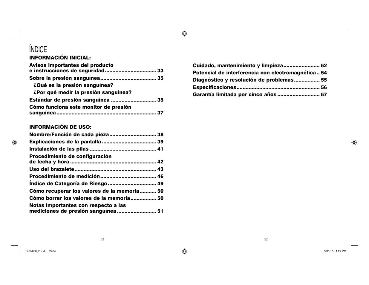 Índice | HoMedics Manual Inflate Blood Pressure Monitor SPS-060 User Manual | Page 17 / 30