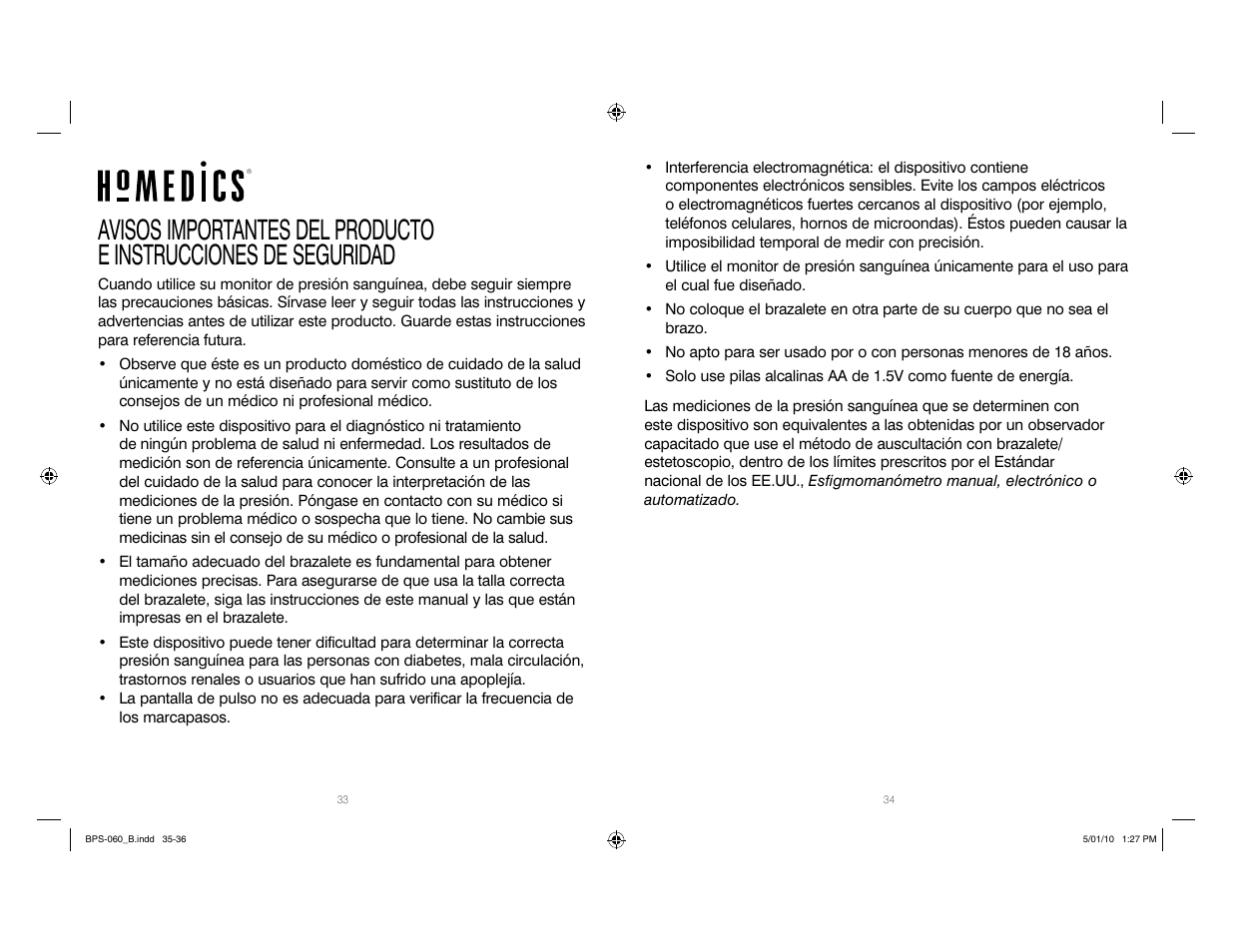 HoMedics Manual Inflate Blood Pressure Monitor SPS-060 User Manual | Page 18 / 30
