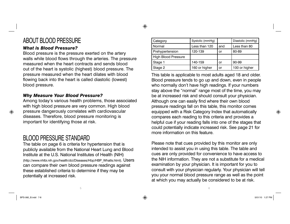 About blood pressure, Blood pressure standard | HoMedics Manual Inflate Blood Pressure Monitor SPS-060 User Manual | Page 4 / 30