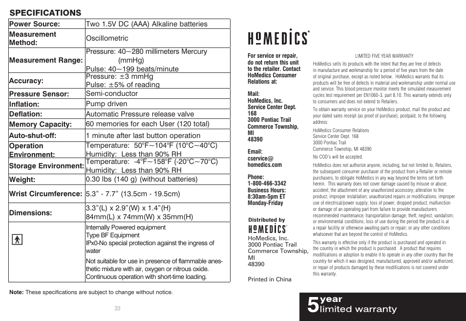 HoMedics IB-BPW060A User Manual | Page 18 / 36