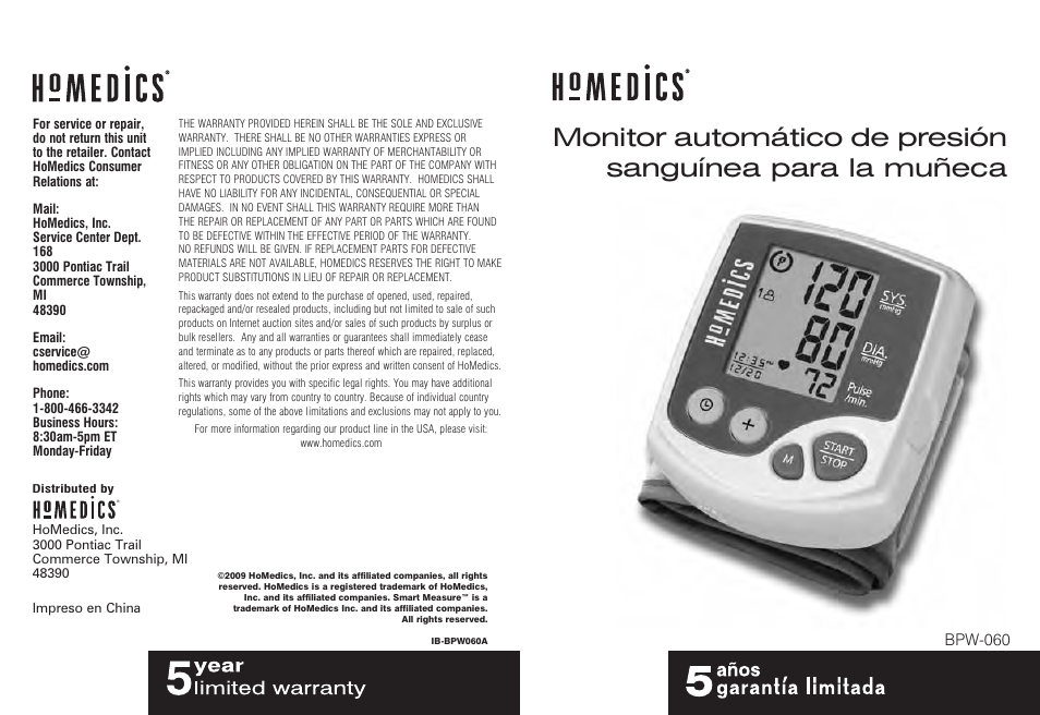 HoMedics IB-BPW060A User Manual | Page 19 / 36
