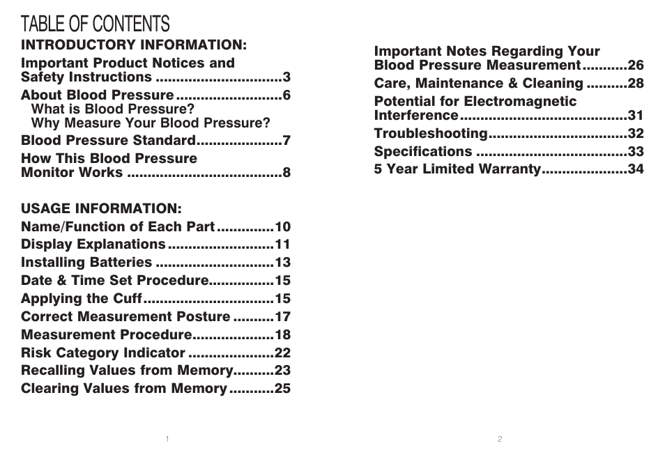 HoMedics IB-BPW060A User Manual | Page 2 / 36