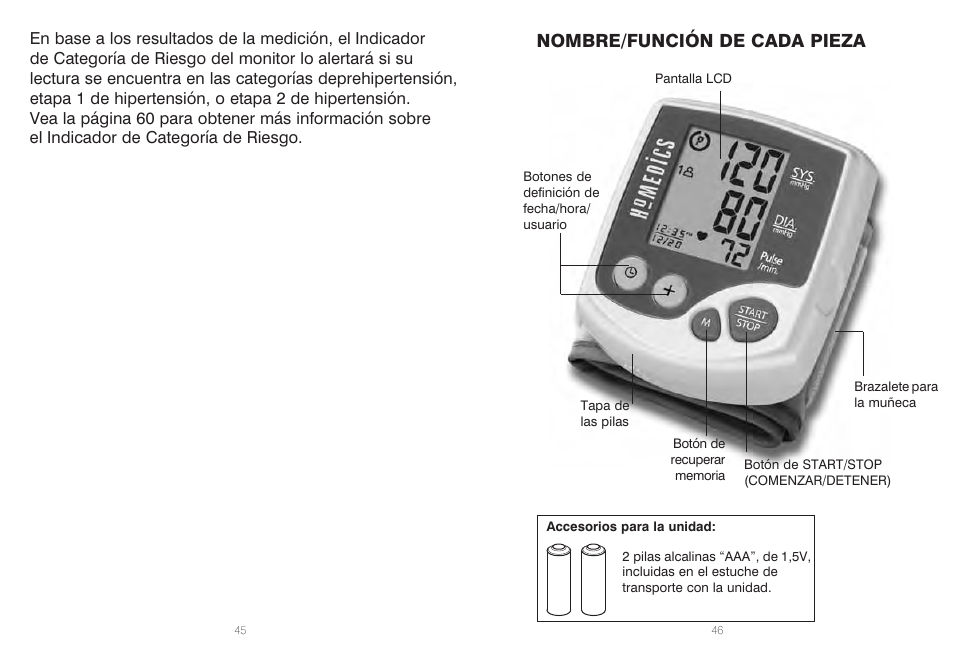 Nombre/función de cada pieza | HoMedics IB-BPW060A User Manual | Page 24 / 36