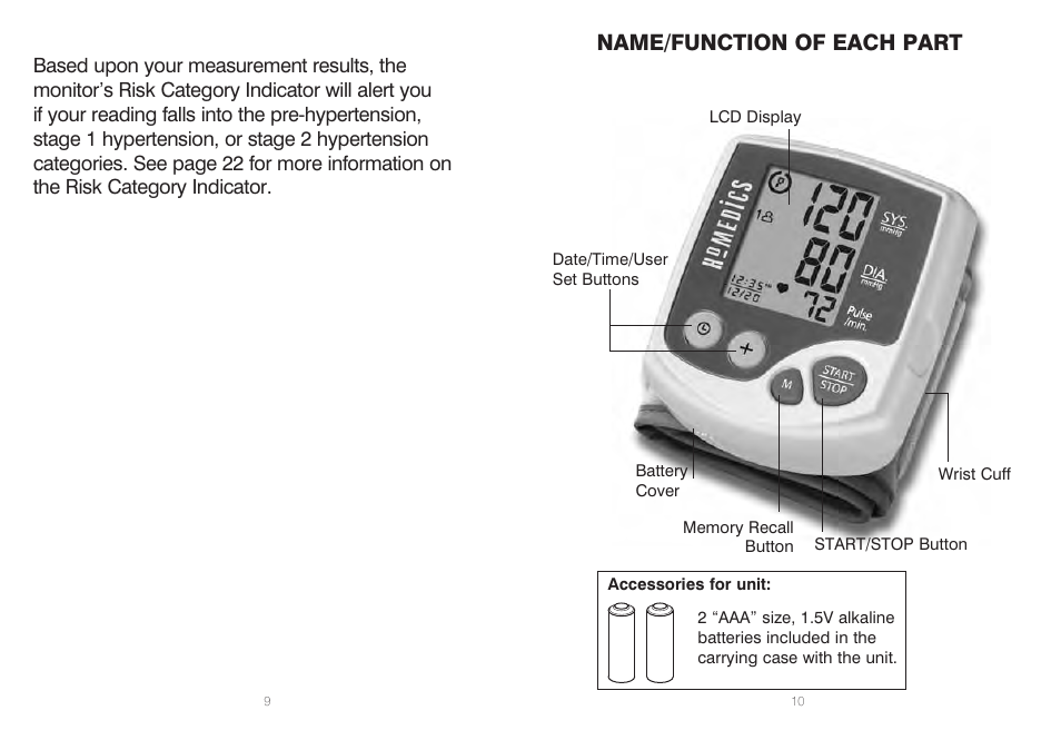Name/function of each part | HoMedics IB-BPW060A User Manual | Page 6 / 36