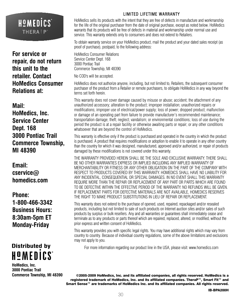 HoMedics BPA-200 User Manual | Page 31 / 64