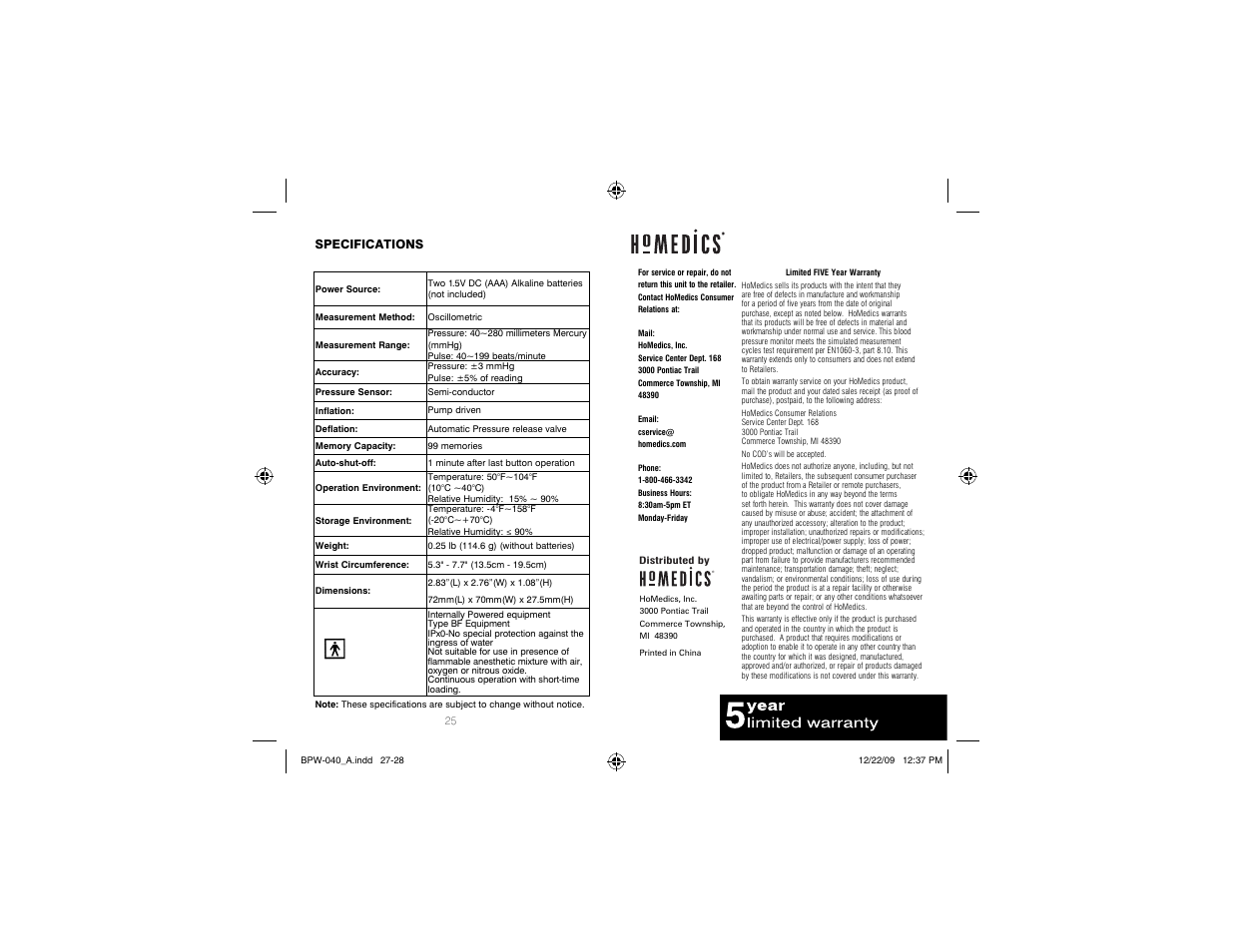 HoMedics Automatic Wrist Blood Pressure Monitor BPW-040 User Manual | Page 14 / 30