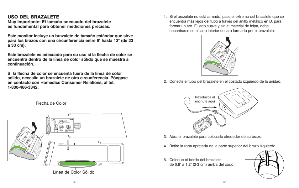 Uso del brazalete, Introduzca el enchufe aquí | HoMedics BPS-060 User Manual | Page 25 / 32