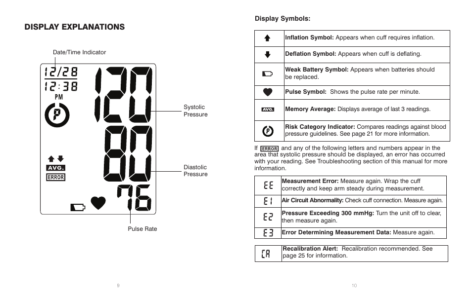 Display explanations | HoMedics BPS-060 User Manual | Page 6 / 32