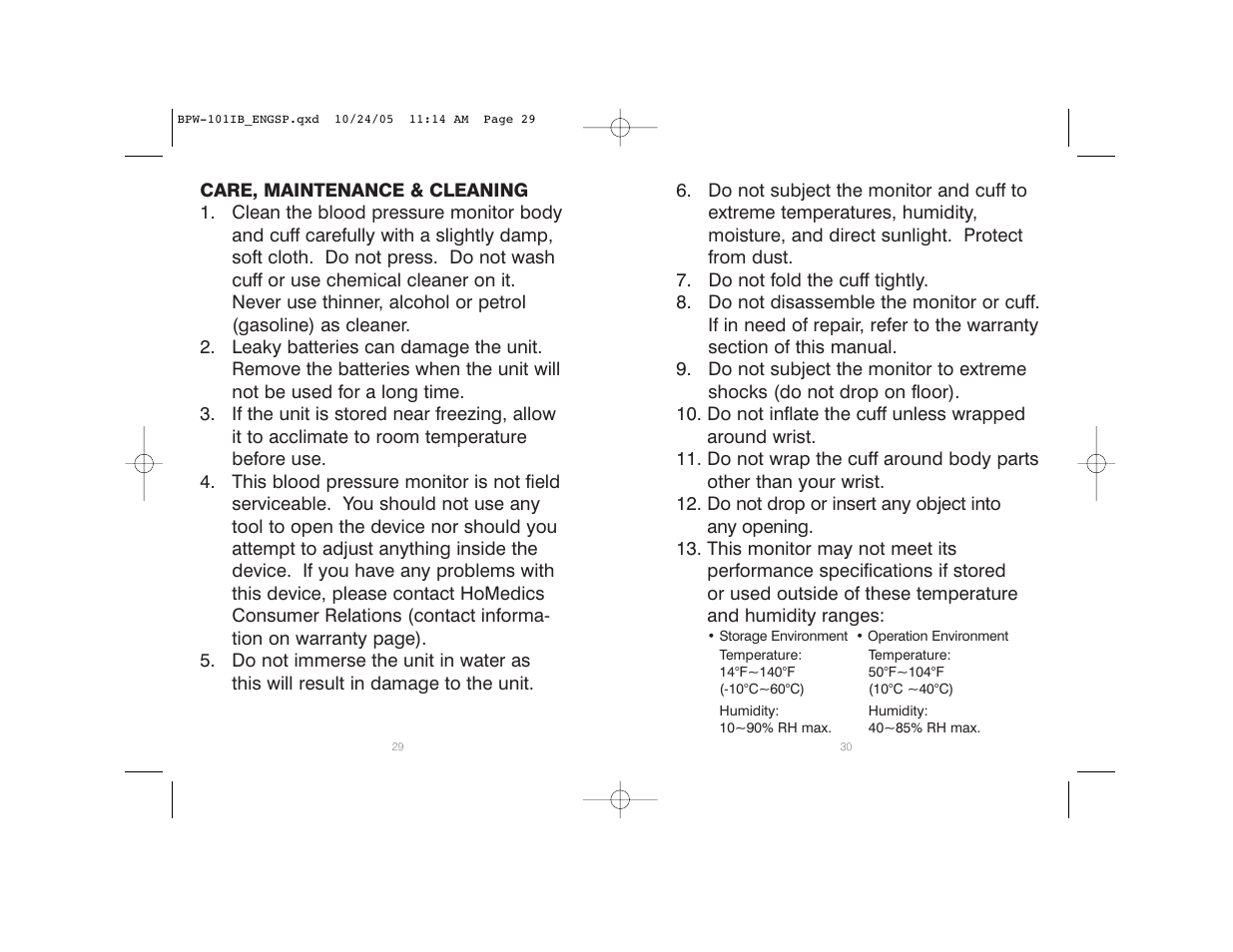 HoMedics BPW-101 User Manual | Page 16 / 38