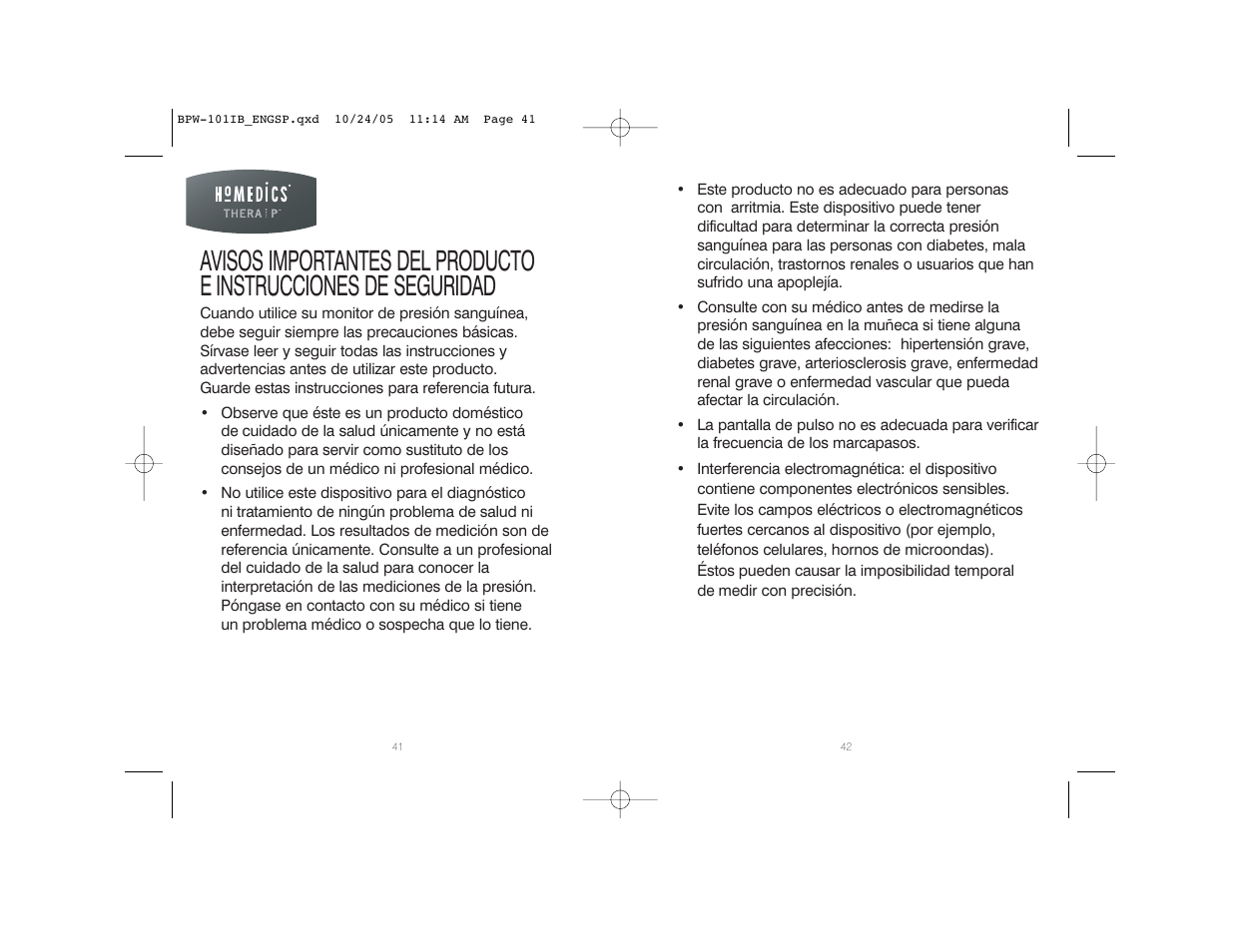 HoMedics BPW-101 User Manual | Page 22 / 38
