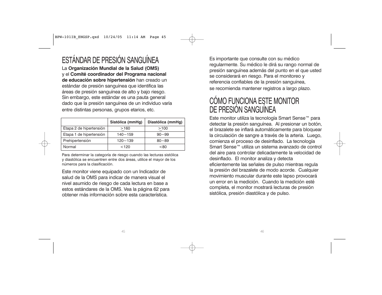 Estándar de presión sanguínea, Cómo funciona este monitor de presión sanguínea | HoMedics BPW-101 User Manual | Page 24 / 38