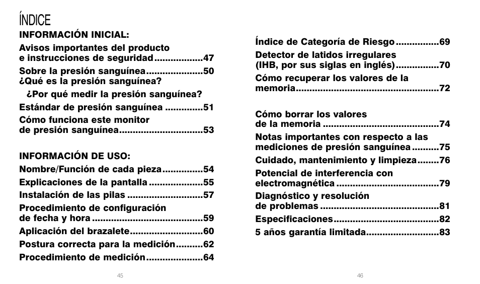 Índice | HoMedics BPW-201 User Manual | Page 23 / 42