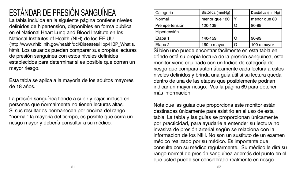 Estándar de presión sanguínea | HoMedics BPW-201 User Manual | Page 26 / 42