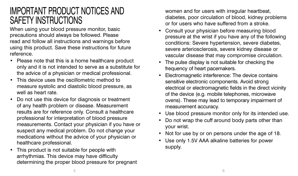 Important product notices and safety instructions | HoMedics BPW-201 User Manual | Page 3 / 42