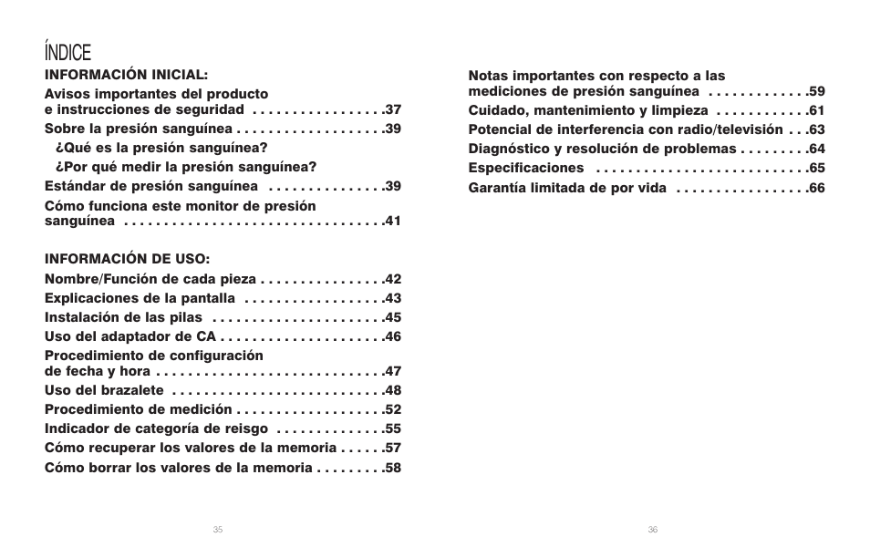 Índice | HoMedics BPA-300 User Manual | Page 19 / 34