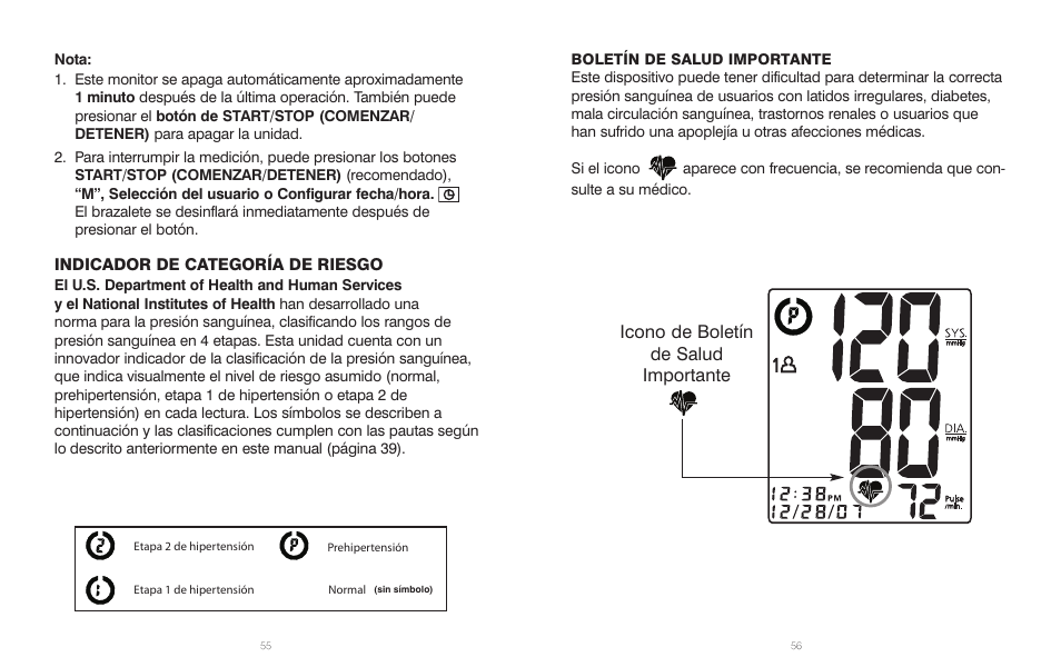 Icono de boletín de salud importante | HoMedics BPA-300 User Manual | Page 29 / 34