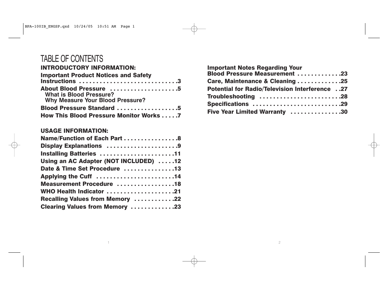 HoMedics BPA-100 User Manual | Page 2 / 32