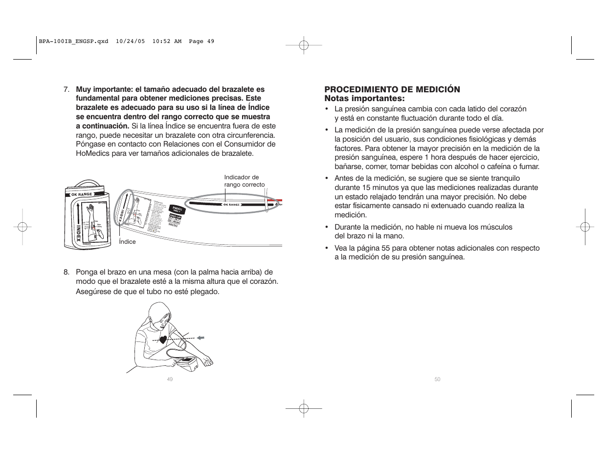 Pp-cu ff2, Procedimiento de medición notas importantes | HoMedics BPA-100 User Manual | Page 26 / 32