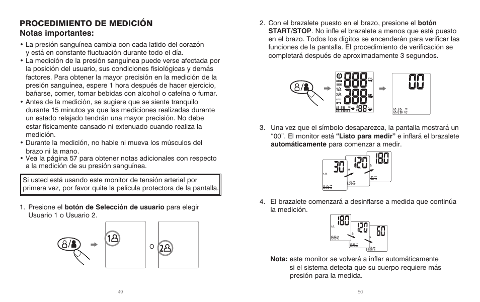 Procedimiento de medición notas importantes | HoMedics Automatic Blood Pressure Monitor BPA-201 User Manual | Page 26 / 33