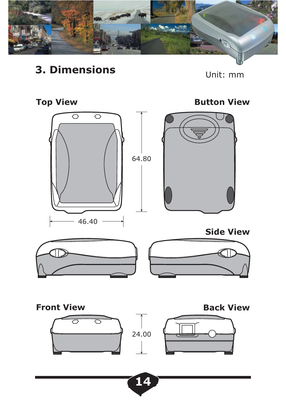 Dimensions | Haicom HI-406BT-C User Manual | Page 15 / 32