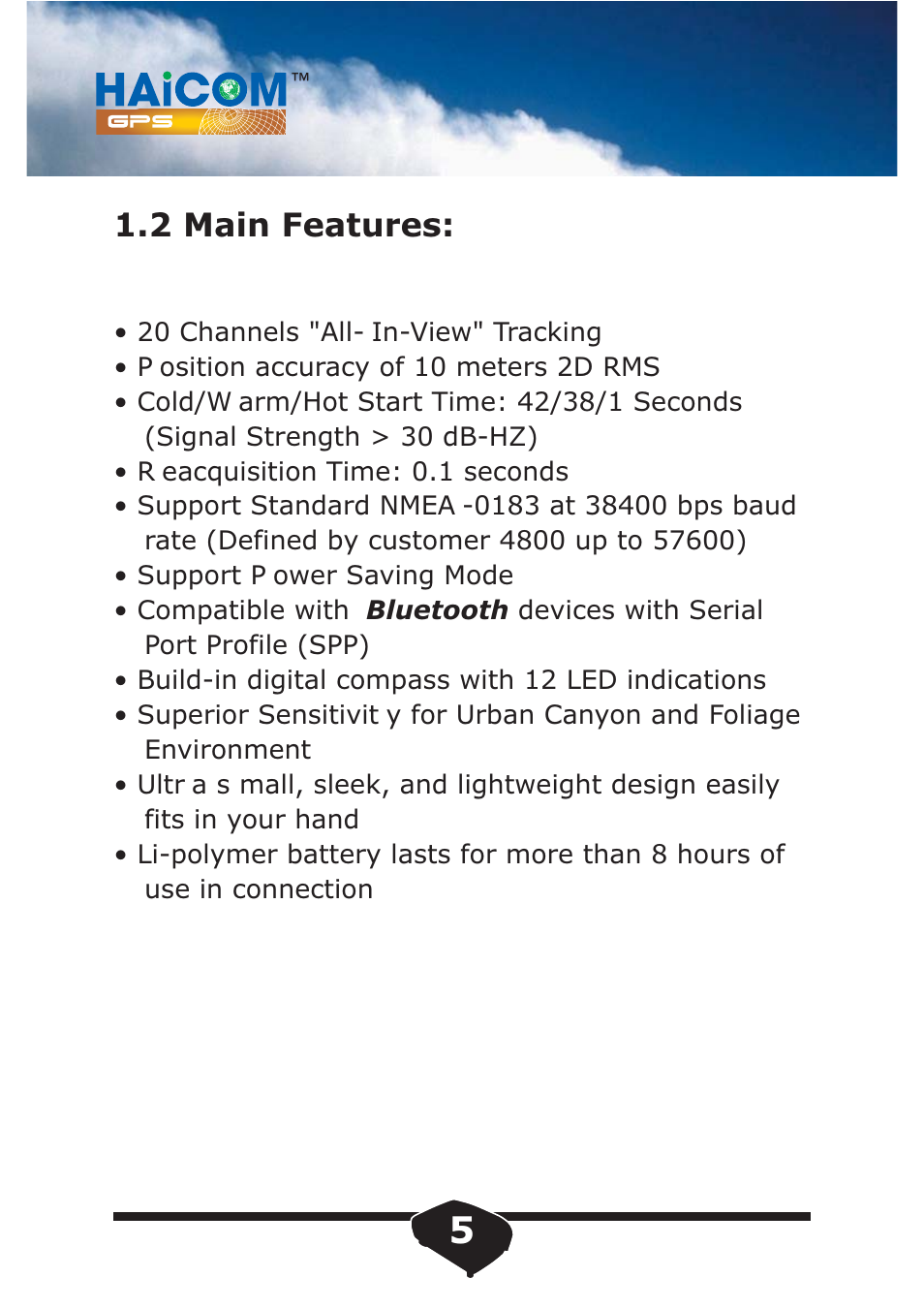 2 main features | Haicom HI-406BT-C User Manual | Page 6 / 32