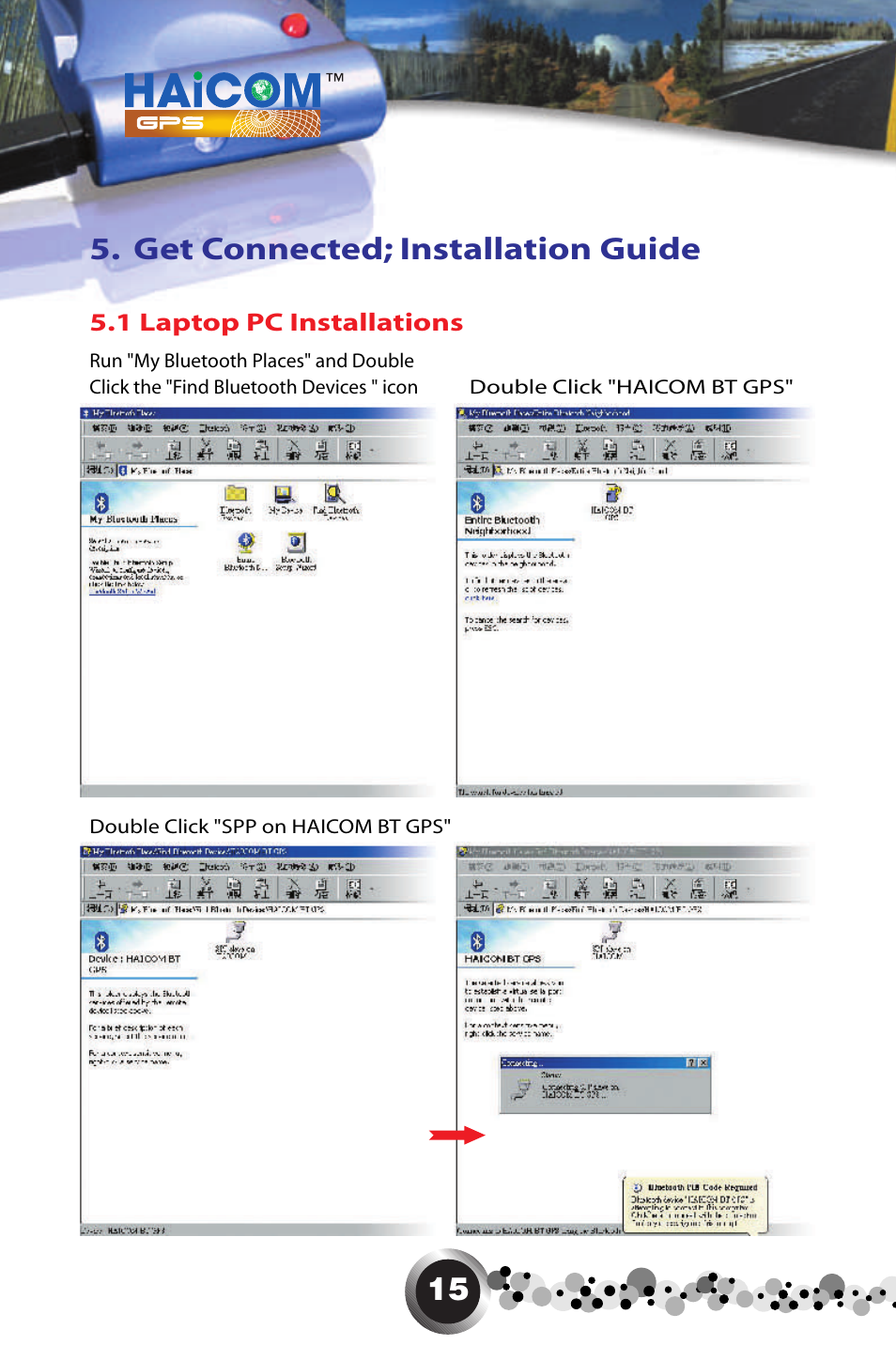 15 5. get connected; installation guide | Haicom HI-405BT User Manual | Page 16 / 32