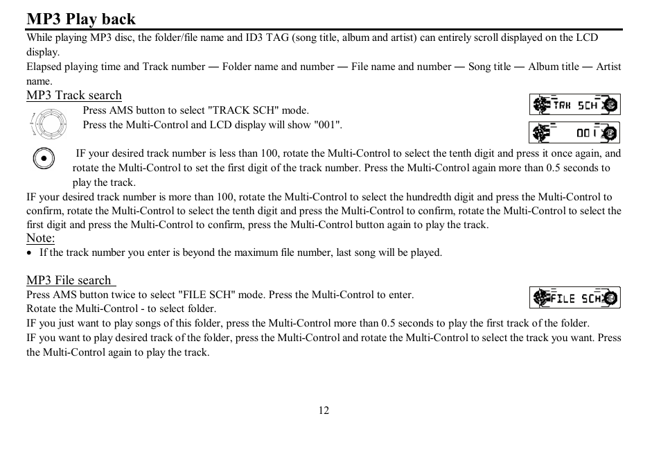 Mp3 play back | Hyundai H- CDM8059 User Manual | Page 12 / 37
