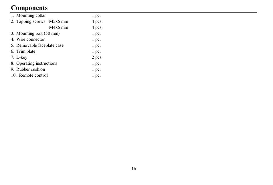 Components | Hyundai H- CDM8059 User Manual | Page 16 / 37
