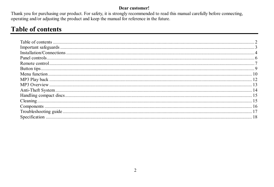 Hyundai H- CDM8059 User Manual | Page 2 / 37