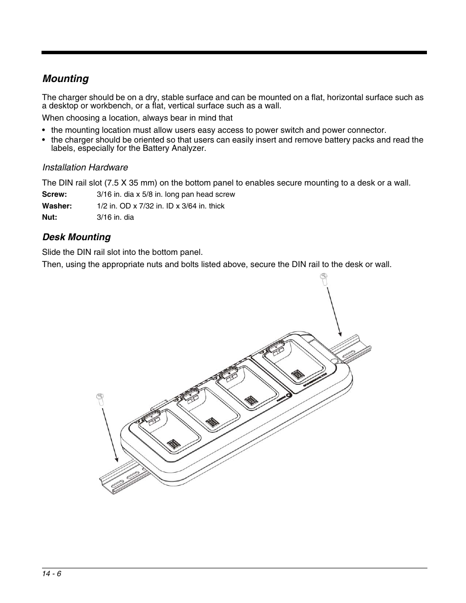 Mounting, Desk mounting, Mounting -6 | Desk mounting -6 | Honeywell DOLPHIN 9951 User Manual | Page 146 / 154