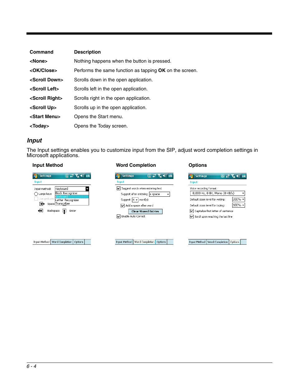 Input, Input -4 | Honeywell DOLPHIN 9951 User Manual | Page 66 / 154