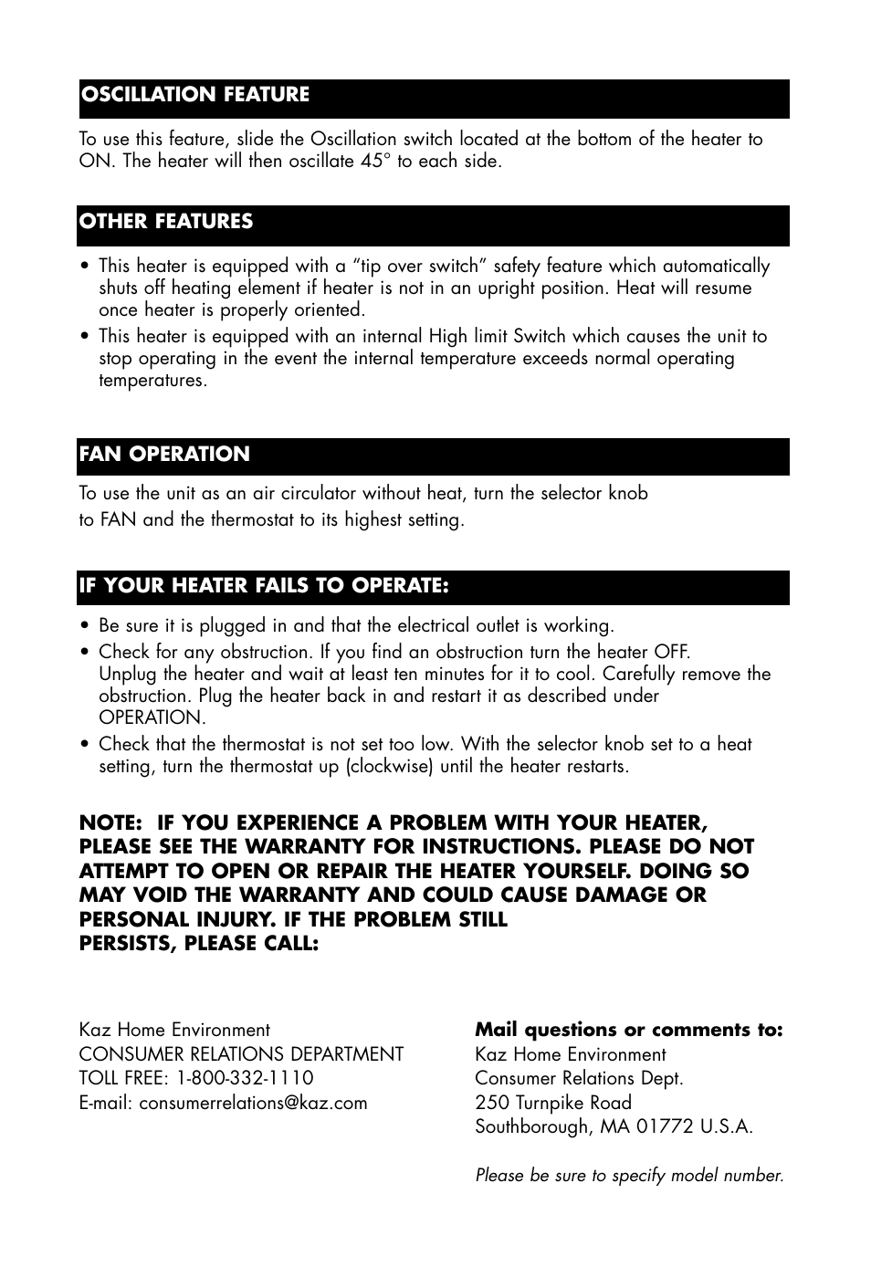 Honeywell HZ-2300 User Manual | Page 4 / 15
