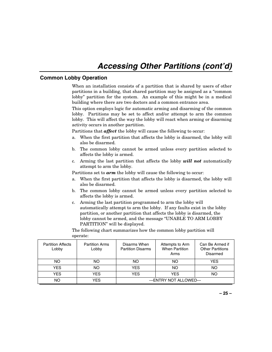 Accessing other partitions (cont’d) | Honeywell VISTA-250BP User Manual | Page 25 / 80