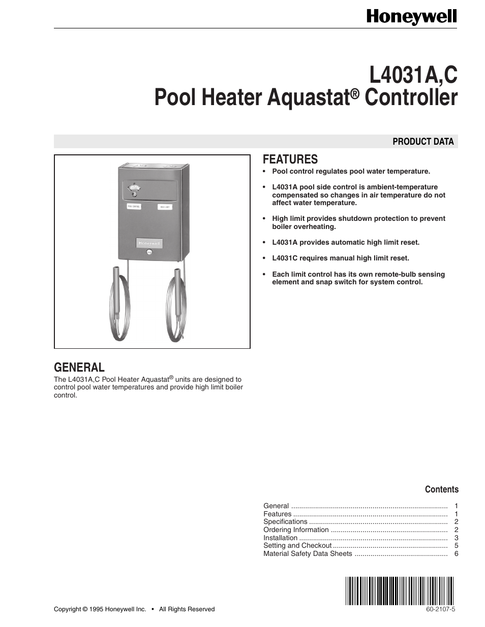 Honeywell L4031A User Manual | 12 pages