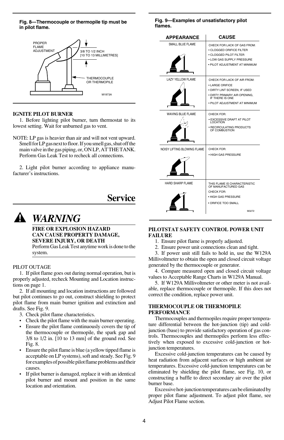 Warning, Service | Honeywell TRADELINE Q314 User Manual | Page 4 / 8
