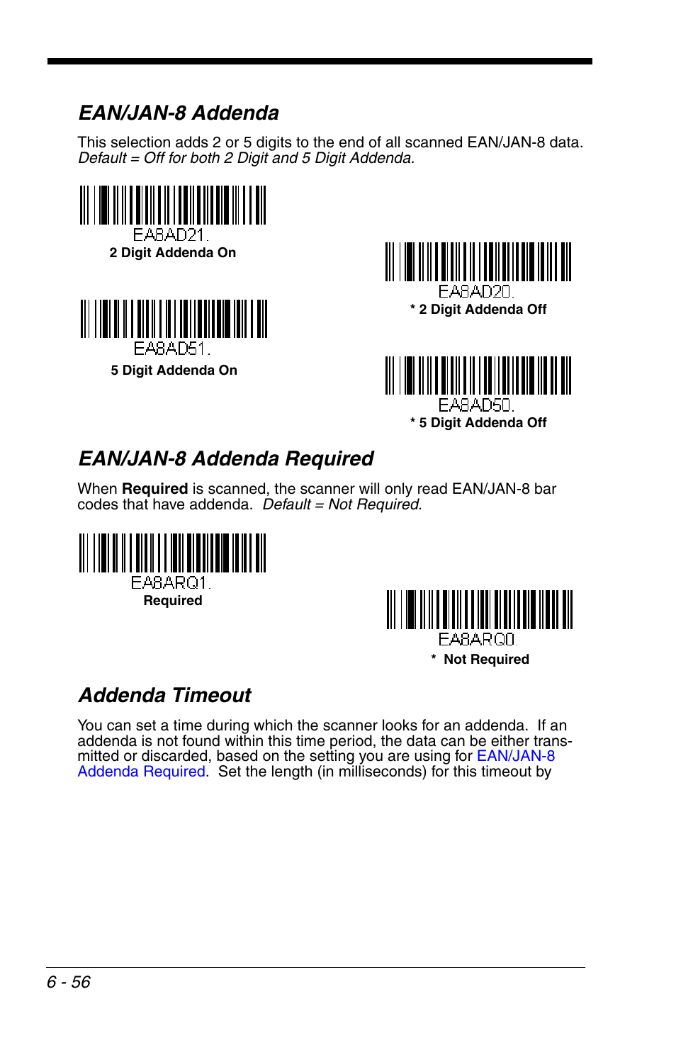 Und within the, Addenda timeout, Ean/jan-8 addenda | Ean/jan-8 addenda required | Honeywell VOYAGER 1200G User Manual | Page 150 / 238