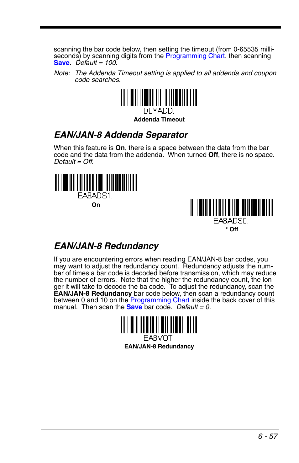 Ean/jan-8 addenda separator, Ean/jan-8 redundancy | Honeywell VOYAGER 1200G User Manual | Page 151 / 238