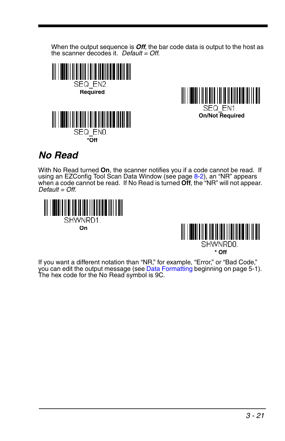 No read, No read -21 | Honeywell VOYAGER 1200G User Manual | Page 71 / 238