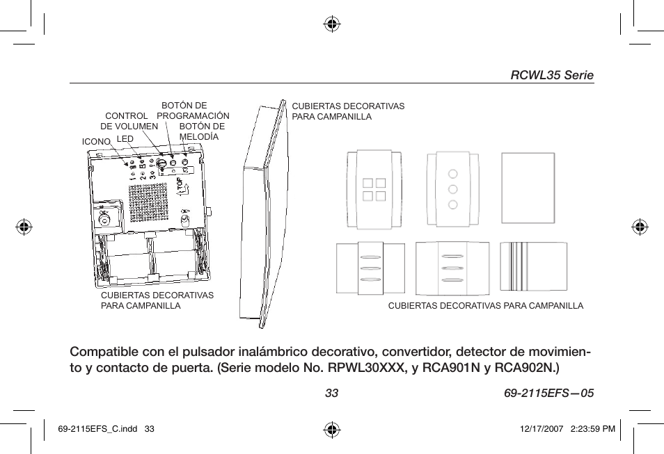 Rcwl35 serie | Honeywell RCWL35N User Manual | Page 35 / 48